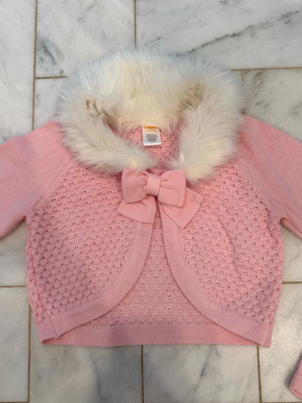 Gymboree crochet sweater w/ faux fur collared neckline